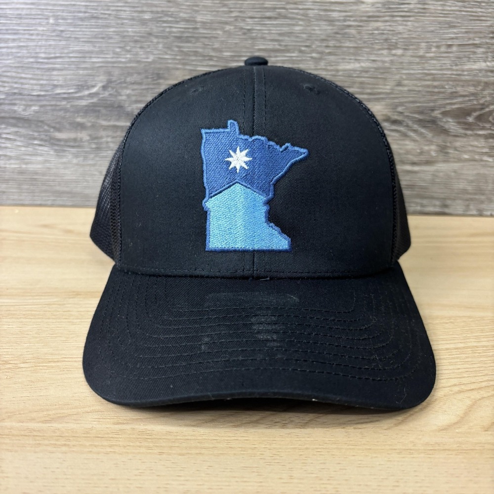 Minnesota Hat Cap Snap Back Black Blue Trucker Mesh Embroidered Richardson